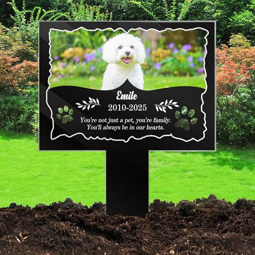 FCLYDER Piquet Plaque Funéraire Commémoratif Personnalisé, Plaque Funéraire pour Animaux, Cadeau Commémoratif pour La Perte de Chien et Chat