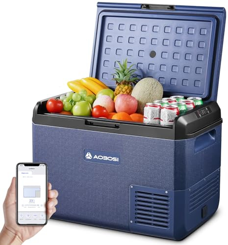 AAOBOSI Glaciere Electrique: 50L Glacière à Compression, -20℃ à 20℃ Frigo Compression 12v, Glaciere Electrique 12v 220v pour Voiture, Camion, Camping-Car, Bateau et Prise de Co