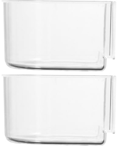 Abaodam Set da 2 Ciotole per Cibo per Uccelli a Semicerchio in Plastica Trasparente, Accessori Ispessiti per Gabbie di Uccelli Domestici, Contenitori Alimentazione Pratici per Pappagalli
