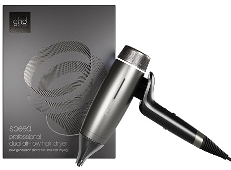 ghd Speed Negro Titanium Secador Iónico Profesional Ultra-Rápido - Secados rápidos, eficaces y potentes sin daños por calor, el mejor secador de pelo ghd - Para todo tipo de cabello (Enchufe Europeo)