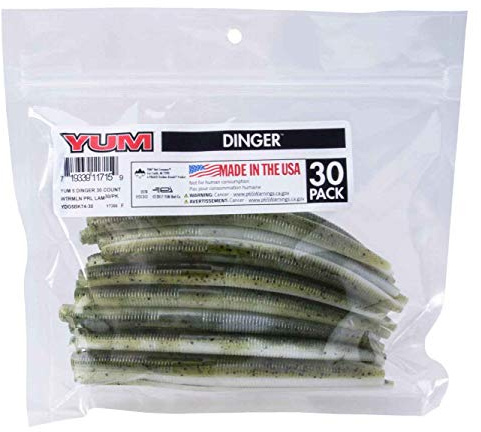 Yum Lures Unisex-Erwachsene Yum 5 Dinger Blk-Wtrmln PRL La, Wassermelone Perle, Pack of 30