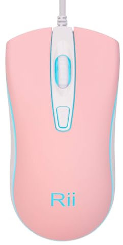 Rii RM105 Wired Mouse,Colorful RGB Backlit Mice,Comfortable Grip Ergonomic Optical,USB Wired Mice for PC,Computer (Pink)