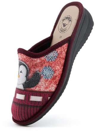 JOMIX Chaussons Femme Talon Compensé Pantoufles Peluche Chaussons Chaude Doublure Intérieur Chaussures Femme Hiver