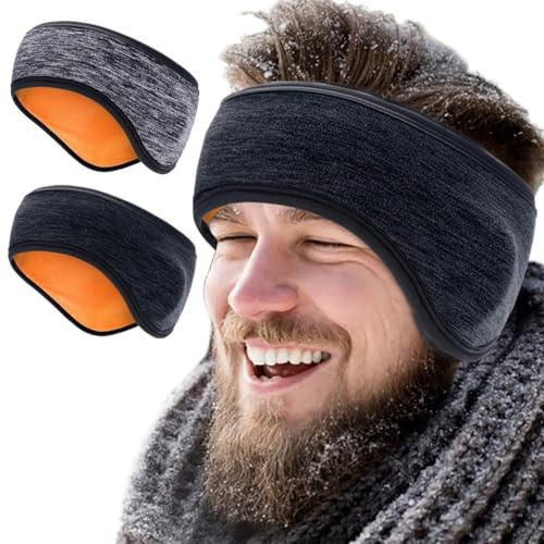 VEEJION 2 Pack Thick Fleece Ear Muffs, Winter Ear Warmers Headbands for Women Men, Ear Protection for Running, Skiing Cycling, Yoga and Hiking