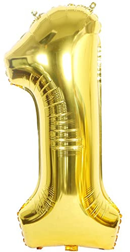 D2D | Party Balloon Zahl 1 XL in Gold - Größe 80 cm - Folienballon - Zahlenballon - Geburtstagsdeko - Helium Ballon