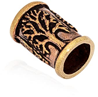 NKlaus Bronze Bartperle 7mm Lebensbaum Bartschmuck Baum des Lebens Wikinger Haarperle 11123