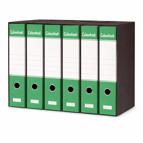 Colourbook Set 6 Registratori Verde A Leva In Formato Protocollo Per Archiviazione Professionale Ufficio E Studio, Dorso 8 cm Con Custodia, Meccanismo Leva Metallo Resistente, Alta Capacita