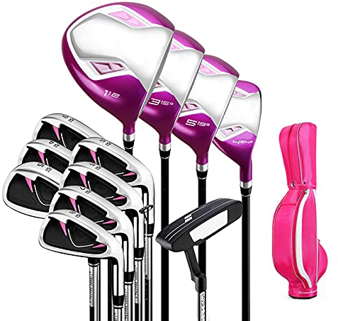 Komplettes Golf-Set für Damen, komplettes Golfschläger-Set für Anfänger, Golf-Damen für die rechte Hand, Graphitschaft, 12er-Pack mit Cart-Tasche