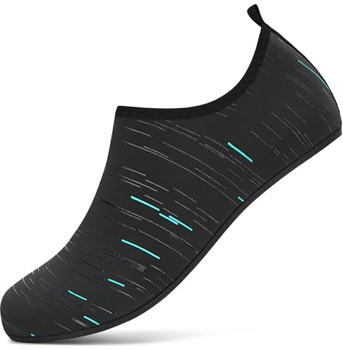 sportvibe Water Shoes Beach Shoes Lightweight Barefoot Aqua Quick Dry Breathable Swim for Women Men Surfing Running Driving Pool Yoga (Black Cyan,8 UK/42 EU)