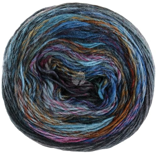 LANA GROSSA Colorissimo | Farbenfrohes Merino-Dochtgarn | Handstrickgarn aus 100% Schurwolle (Merino extrafein) | 100g Wolle zum Stricken & Häkeln | 300m Garn 210 FB 210