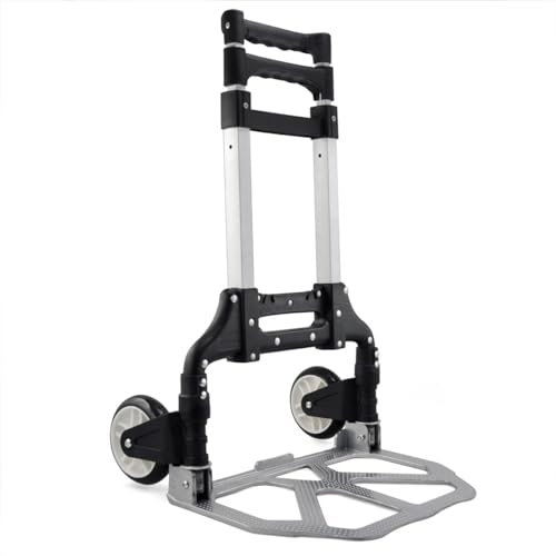 Yaheetech Aluminum Folding Hand Truck Heavy Duty Sack Trolley with Wheels Foldable Barrow Cart 75kg Load Capacity, Black