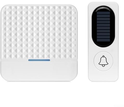 Hasaller Timbre inalámbrico a prueba de agua, timbre inalámbrico de música solar, instalación rápida y fácil, timbre inalámbrico de metal ABS para casas grandes, hoteles, villas