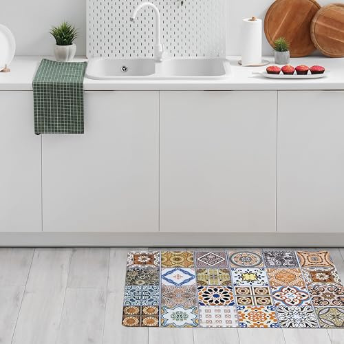 CREARREDA Tappeto Cucina Antiscivolo Lavabile Antimacchia, Passatoia Cucina Assorbente Made in Italy,Tappetino Rettangolare Multiuso in Gomma Porosa Ideale per le Scarpe Ingresso