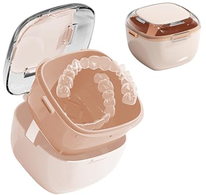 GmeDhc Boîte de Dentier avec Passoire, Portable Boite Appareil Dentaire | Boîtier de Nettoyage pour Prothèses, Boîte de Retenue Orthodontique, Boîte de Nettoyage de Retenue