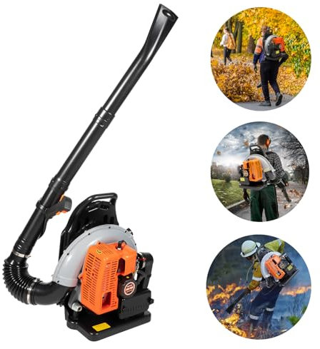 DIFU Soplador de hojas de gasolina de 65 ccm, 6800 rpm, 2 tiempos, para jardín, flujo de aire de 0,3 m³/seg, soplador de hojas portátil, limpieza de nieve, eliminación de polvo y extinción de pequeños