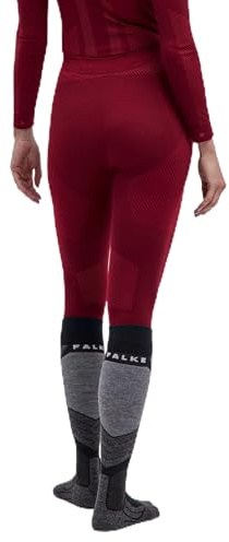 FALKE Women's Warm 3/4 W Ti Functional Yarn Quick Dry Base Layer Bottom 1 Piece, Red Merlot 8117, L