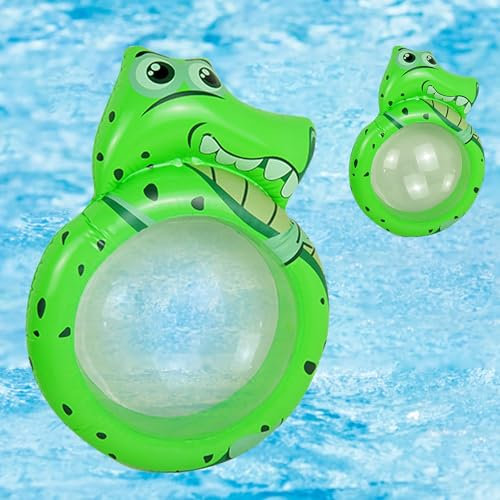 Balakaka Uppblåsbar poolsimmare 42 x 22 x 55 cm, tecknad dinosauriemönster, uppblåsbar poolflott, transparent bildmaterial, poolleksak, pool, simmare, fåtölj för barn