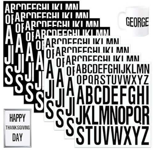 Pegatinas de Letras del Alfabeto Grandes, 8 Hojas Letras del Alfabeto Pegatinas de Pared Vinilo Autoadhesivo Grande Letras Impermeables para Manualidades, Buzones