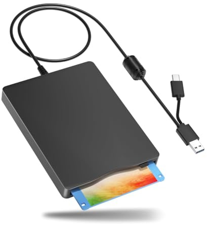 Wadakada Lettore Floppy Disk, unità Disco Floppy Esterna da 3,5 Pollici con USB Type-C, unità Disco Floppy FDD Portatile per PC Portatile