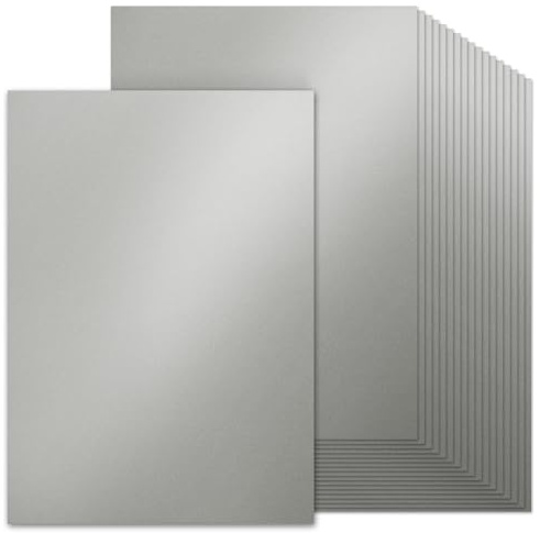 60 x dubbelsidig hantverkskartong pärlemor silverkartong DIN A4 21 x 29,7 cm 200 g metallic silver pärlpapper pärlemor glans dekorativt papper metalliskt skimmer glanslåda