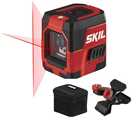 SKIL 50ft. Red Self-Leveling Cross Line Laser Level with Horizontal and Vertical Lines, Rechargeable Lithium Battery with USB Charging Port, Clamp & Carry Bag Included - LL932301