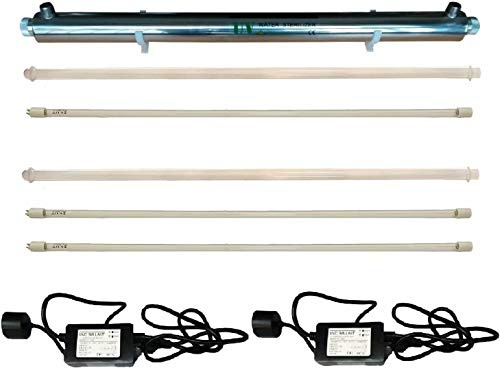 Realgoal UV 55w Wasserreiniger 12GPM, mit zusatzlichen 2 Lampen, extra 1 Quarzhulse, extra 1 Vorschaltgerat, UV-Wasserfilter fur die Reinigung des ganzen Hauses
