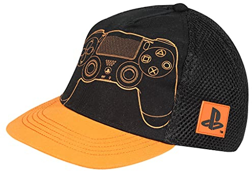 PlayStation Boys PS4 Remote Snapback Cap, Black/Orange, One Size