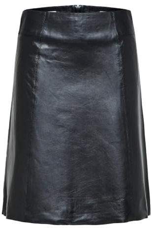 SELECTED FEMME Slfnew Ibi MW Noos-Falda de Piel, Negro, 34 para Mujer
