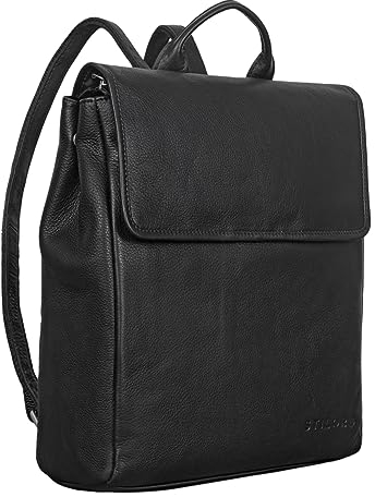 STILORD 'Misha' Moderner Leder Rucksack Daypack Damen Herren mittel-groß DIN A4 kompakter Messenger Backpack Arbeit Freizeit Business Uni Reise Echtleder Cityrucksack, Farbe:schwarz