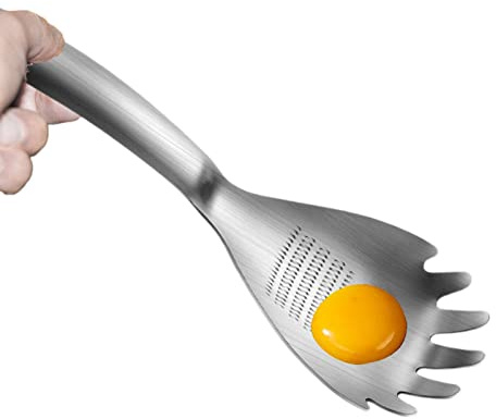 Utensile per spaghetti, cucchiaio per pasta in acciaio inox con comoda impugnatura e scarico – strumento di levigatura apribottiglie, utensile da cucina multifunzionale per zucca,