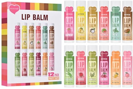 KYDA 12 Stück Lippenbalsam Set, natürliche Feuchtigkeitsspendende Lippenbalsamen Masse mit Vitamin E, Lippenbalsam für die Reparatur trockener Lippen und zerrissener Lippen