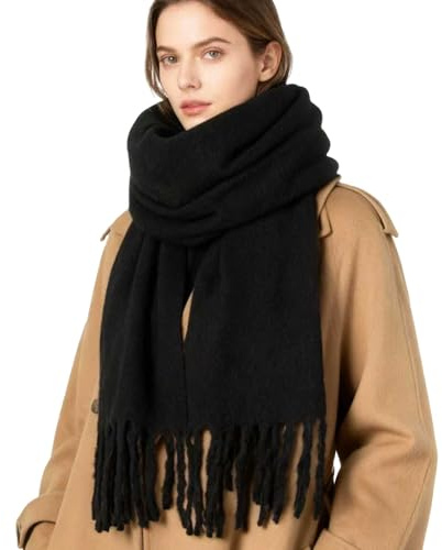 RIIQIICHY Scarf for Women Chunky Winter Scarf Cold Weather Black Thick Warm Ladies Scarves