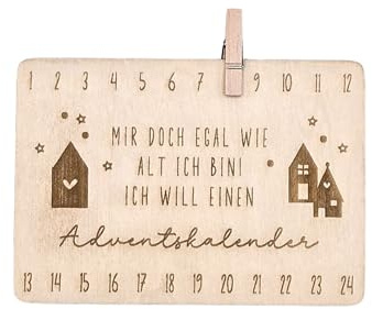 Trä adventskalender kort – juldekoration i Scandi-look – gör-det-själv-adventskalender med klämma