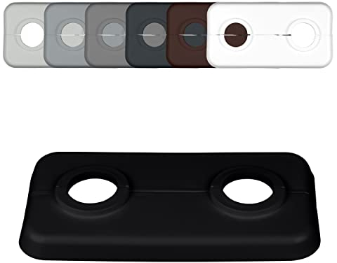 FUX 1 Pcs. Rosace radiateur, 12mm-21,3mm, rosace double pour tuyau de chauffage, cache tuyau plomberie, coffrage cache tuyau, cache trou, rosace 2 trous (18mm, noir intense RAL 9005)