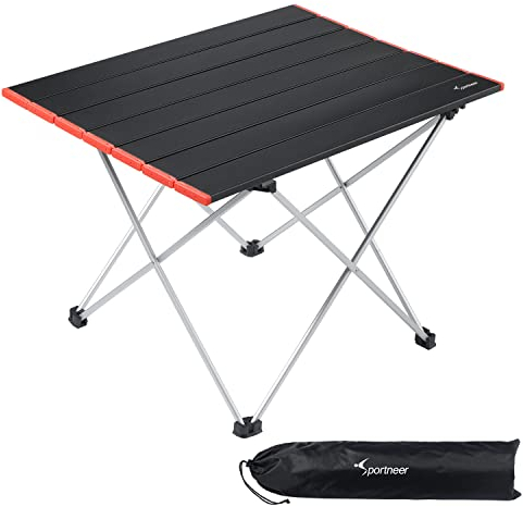 Sportneer Campingtisch, Klapptisch Mit Aufbewahrungstasche Aluminium Camping Tisch Leichte, Leicht zu Tragen, Klappbar Tisch Perfect for Picknick Kochen Garten Wandern Reisen, Rot, S