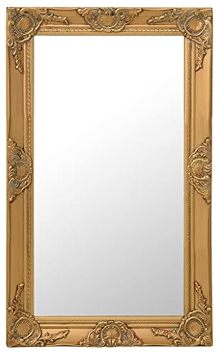 vidaXL Espejo de Pared Estilo Barroco Rectangular Colgante Armario Baño Antiguo Retro Consumo de Maquillaje Decoración Hogar Dorado 50x80 cm