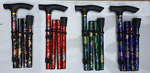 Aims Fancy Folding Walking Stick Adjustable Flexible Durable Walking Stick with Ergonomic Comfort Grip Handle 33-37