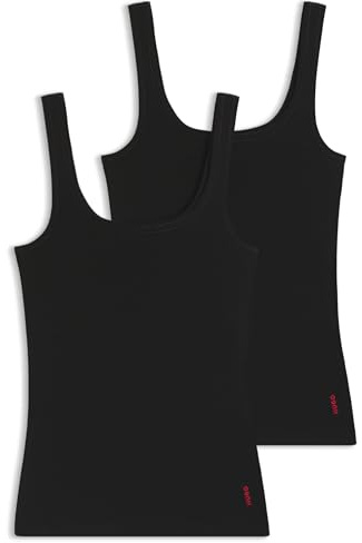 HUGO Twin Vest Camiseta sin Mangas, Negro1, L (Pack de 2) para Mujer
