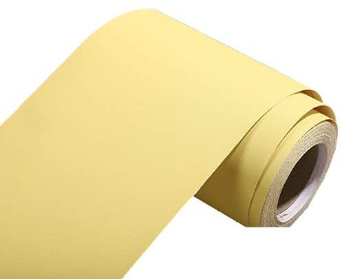 Self Adhesive Solid Color Frosted Wallpaper Border Stick Waterproof Wall Border Easy to Apply Kitchen Bathroom Tiles Sticker 4 x 197cm (Light Yellow)