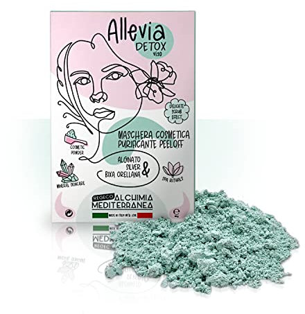 Allevia Detox maschera viso ragazza - Maschera Pel off purificante e idratante per rimozione punti neri e acne per pelle grassa e mista anche sensibile. Scrub delicato. 20g