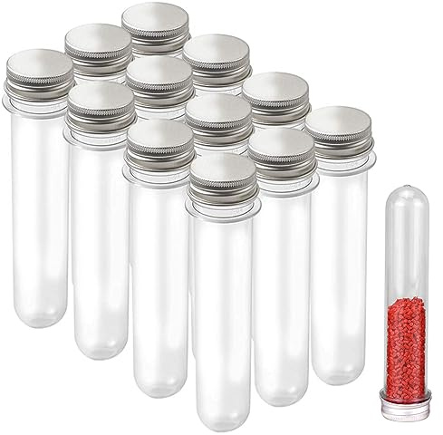 MFCGHXR 12 PCS Tubos de Ensayo de Plástico,30ml probetas plastico transparente,Tubos de ensayo aptos para hidroponía, dulces, especias