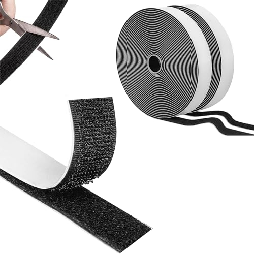 Klettband Selbstklebend Extra Stark, 8Mx20mm Doppelseitig Klettband Mit Klettverschluss Breit Selbstklebendes Klebepad Flauschband Und Hakenband Für Fliegengitter, Couch-Kissen,DIY