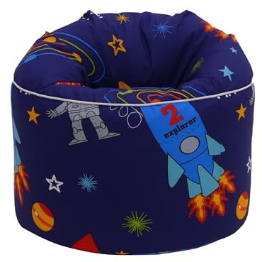 Ready Steady Bed Runder sitzsack Kinder mit füllung - sitzsack kinderzimmer, Weicher Kinder sitzsack, kinderzimmer möbel fürs Spielzimmer, sitzsäcke fürs kinderzimmer (Weltraum Junge)