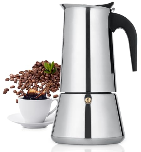 VONATES Stovetop Espresso Maker, 12 cup Moka Pot, Italian Coffee Maker Percolator, Stainless Steel Espresso Pots, 600ml/20oz(Espresso Cup=50ml/1.7oz) Coffee Pot Cafe Maker for Induction Cookers, Hobs