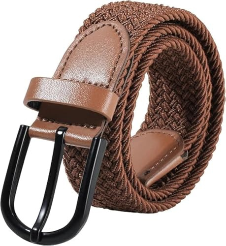Coubeau Barnbälte - elastiskt pojkbälte golfbälte för barn med metallspänne för softbollbyxor enhetliga jeans, Brun, 33-39 pulgadas (Recomendado para 13-18 años)