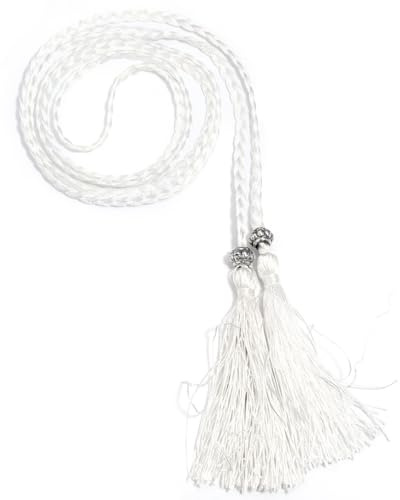 Wambere Ceinture Tressée à Franges et Pompons - Cordon de Taille Fine Pour Robe de Femme - Vert Armée