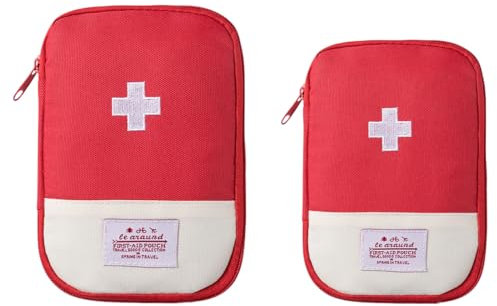 General Medi Erste Hilfe Tasche, 2 Stück Erste Hilfe Tasche Outdoor, Praktisches Erste-Hilfe-Set Tasche für Outdooraktivitäten, zum Wandern, Camping, Motorrad, Fahrrad, Rot