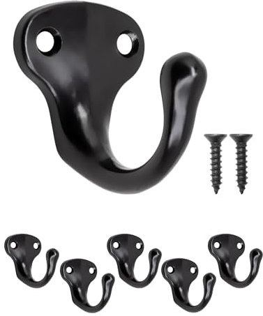 Fuxxer Antik-Haken, Garderoben-, Handtuch- und Kleider-Haken, Klassisches Design, 5er Set, schwarz