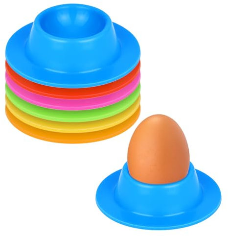 Vicloon 6 Portauova, Portauova in Silicone Uovo Tazze Titolari, Portauova per Colazione, Portatile Tondo Egg Cup Servire l'uovo della Colazione, Portauovo Plastica, Porta Uovo Sodo per Bambini,Colore