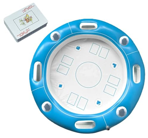 Table De Jeux Gonflable Flottant pour Piscine | Table De Service Gonflable Portable avec Porte-Boissons & Cartes À Jouer | pour Fêtes D'été, Piscine Intérieure Ou Extérieure